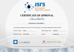 Ministrty of Oil & Gas - Oman: JSRS Certificate  